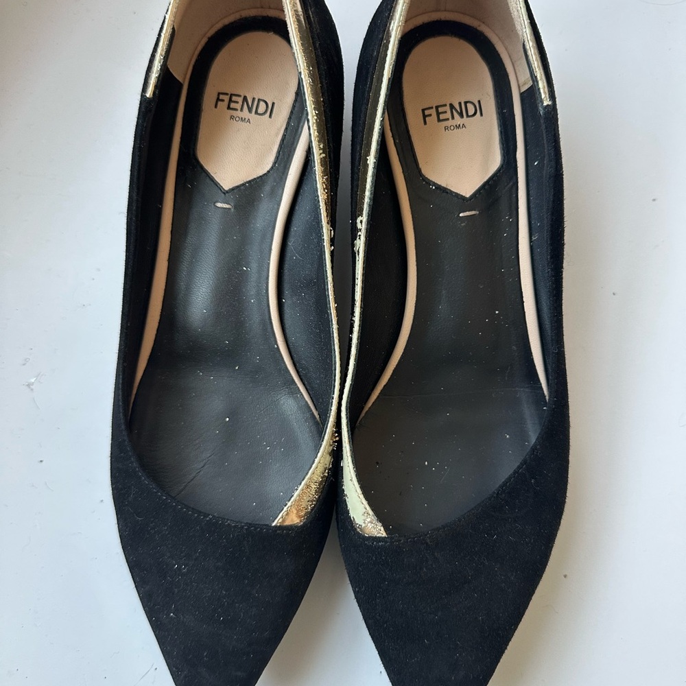 Fendi Black and Gold Flats